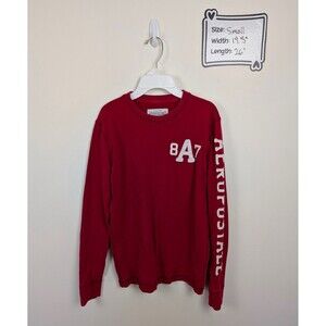 Aeropostale Spellout Arm Logo Long Sleeve T-Shirt Red Mens Small